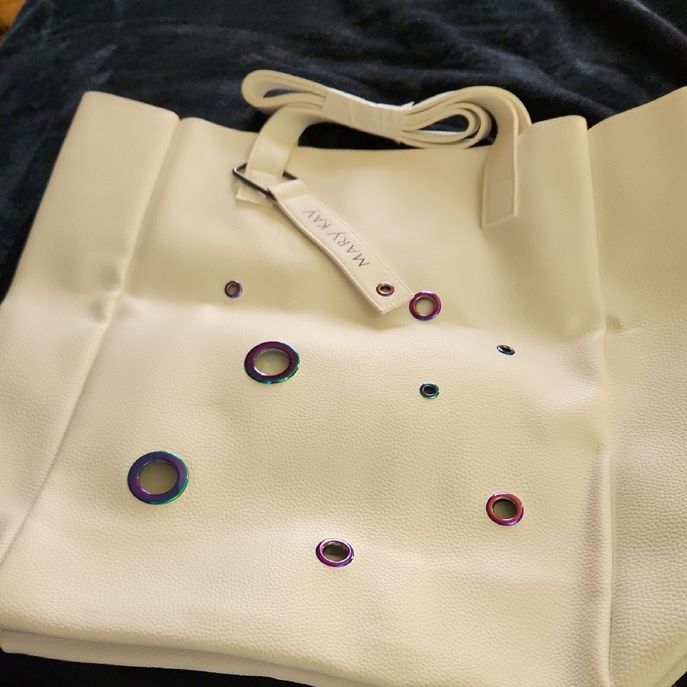 Mary Kay White Tote Bag with Multicolor Accents